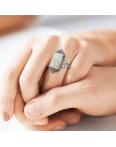Square Lab Created Opal Geometric Vintage Ring